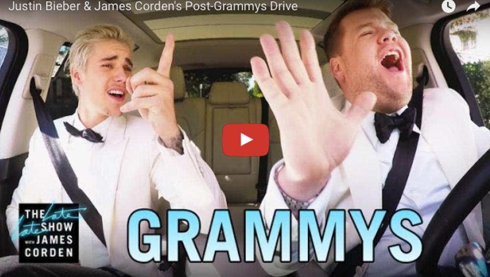 Justin Bieber śpiewa "Uptown Funk" w drodze na Grammy. Musicie to zobaczyć! [WIDEO]