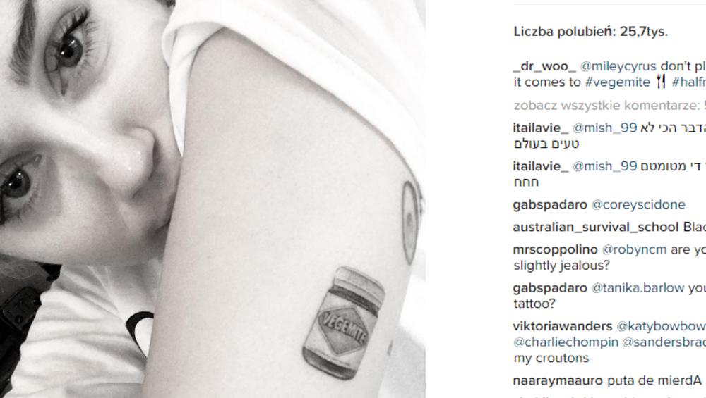 Miley Cyrus zrobiła tatuaż z ulubionym daniem narzeczonego!