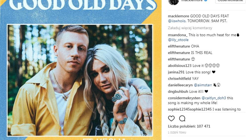 Macklemore i Kesha we wspólnym kawałku GOOD OLD DAYS