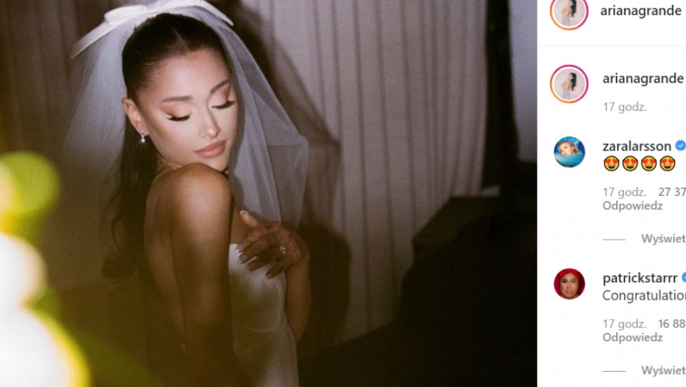 Ariana Grande pokazała zdjęcia ze ślubu! "Najbardziej oszałamiająca panna młoda"