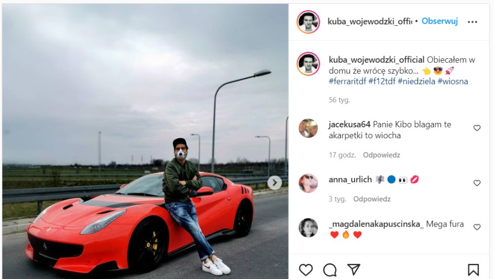 Kuba Wojewódzki trafi przed sąd? Chodzi o jedno ze zdjęć Ferrari Kuba Wojewódzki trafi przed sąd? Chodzi o jedno ze zdjęć Ferrari