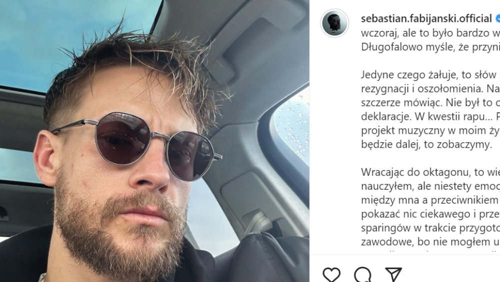 Sebastian Fabijański zmienia zdanie po porażce na Fame MMA. Wróci do oktagonu?