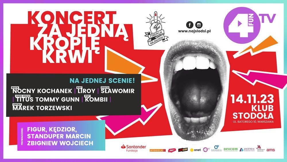 Koncert za Jedną Kroplę Krwi 2023 z okazji Światowego Dnia Cukrzycy. Zagra m.in. Sławomir