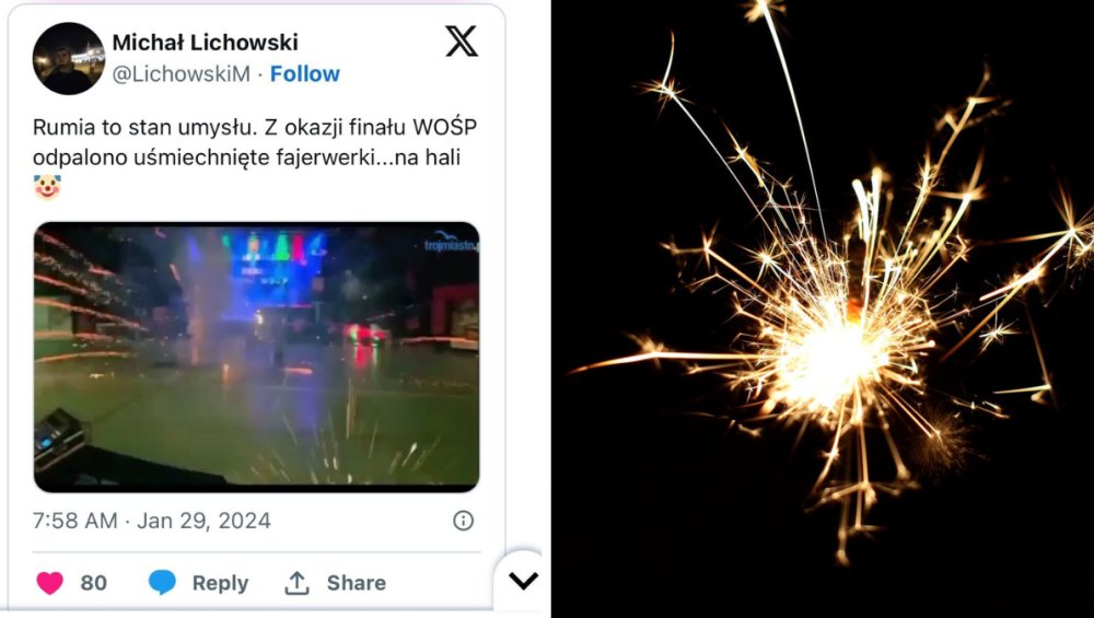 Panika podczas finału WOŚP w Rumi. Fajerwerki odpalono... w hali Panika podczas finału WOŚP w Rumi. Fajerwerki odpalono... w hali