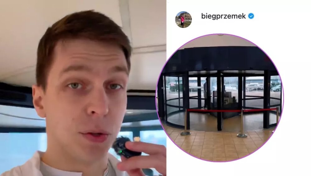 Najdziwniejszy półmaraton w Polsce? BiegPrzemek pobiegł w… drzwiach obrotowych